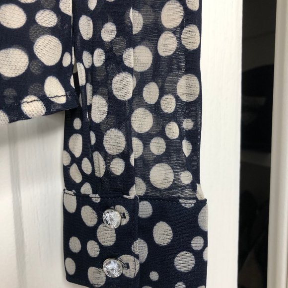 Macy's Sheets Blue & Silver Polka Dot Button Down - Picture 4 of 7